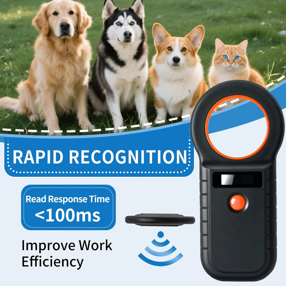 ARCELILettore dichip RFID per animali, cani e gatti, 134,2 KHz, 128 pezzi di memorizzazione ISO11784/85/HFDX-B