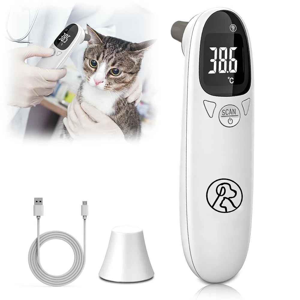 Termometro Auricolare per Cani, SGZIOO Termometro per La Febbre per Cani e Gatti Con Display LED, Termometro per La Febbre per Cavalli, Termometro per Canis, Gatti, Mucche, Cavalli e Animali