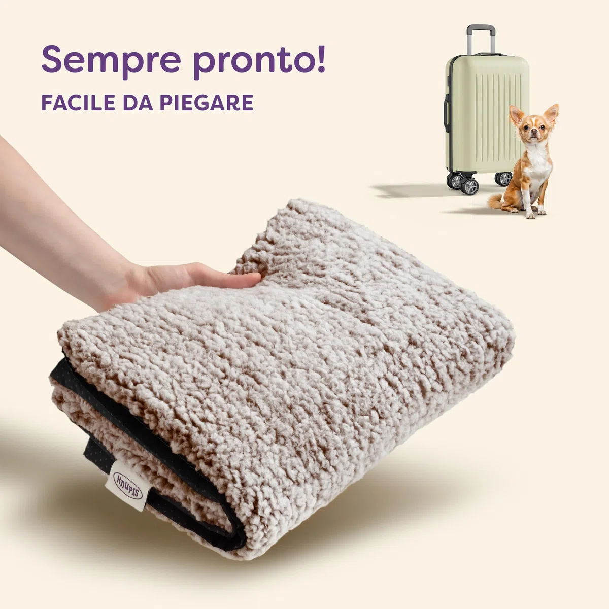 Knupis Tappeto Cuscino Autoriscaldante Gatto e Cani 60x45cm - Cuccia Coperta Termica per Gatti - Riduzione del Rumore - Rivestimento Lavabile - Con Fondo Antiscivolo (Marrone)