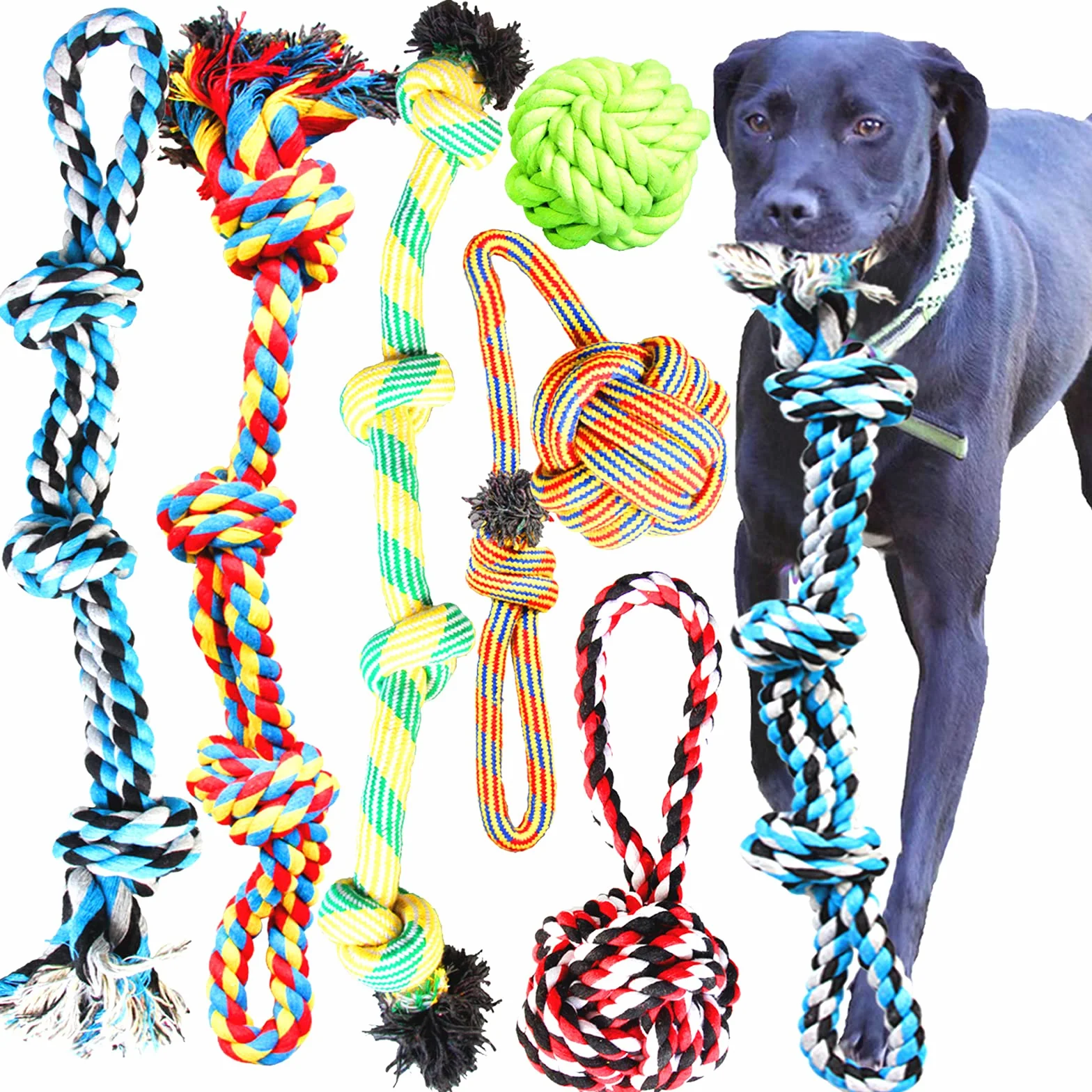 Youngever 6 Pacchi Grande Cane Corda Giocattoli, Cane Masticare Giocattoli, Cane Giocattoli per Grandi, XL Grandi Cani