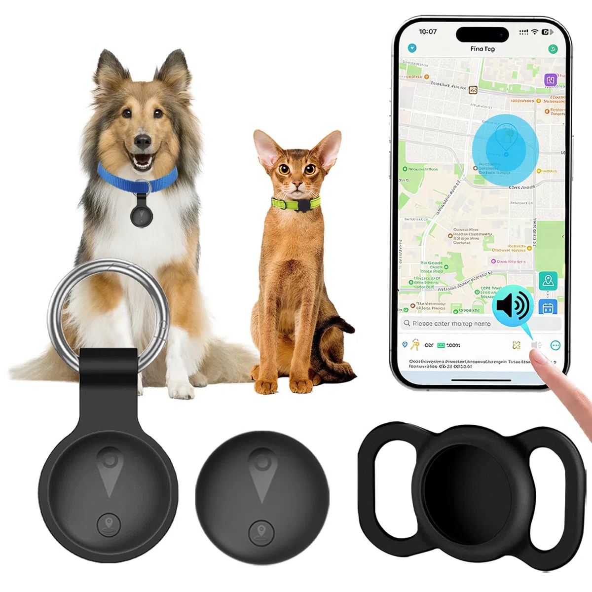 Collare GPS Gatto,GPS per Cani Supporta Sia I Sistemi iOS che Android, Localizzatore GPS per Cani in Tempo, Batteria A Lunga Durata, Localizzatore per Animali Domestici Impermeabile-Nero
