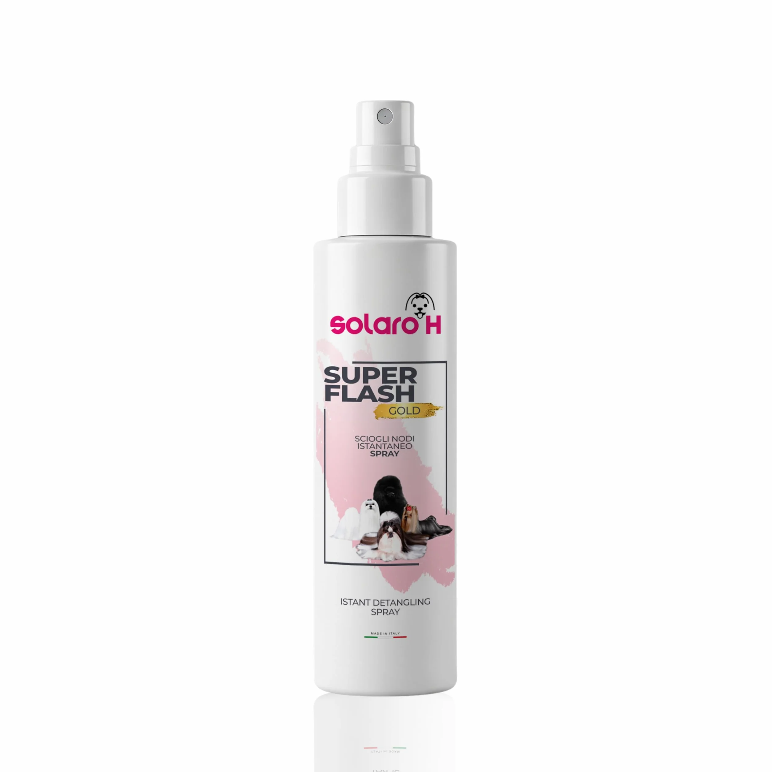 Solaro H | Sciogli Nodi per Cani e Gatti Super Flash Gold Istantaneo, Districante, Senza Risciacquo 250ml | Made in Italy