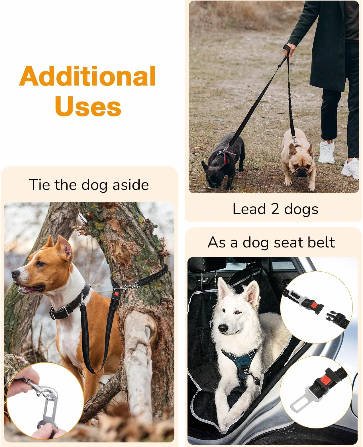 Pecute Guinzaglio Mani Libere per Cani,Guinzaglio per Cani, Camminata, Allenamento, Escursionismo, Cintura in Vita Regolabile e Custodia per l'acqua, per Corsa, Jogging,Nero
