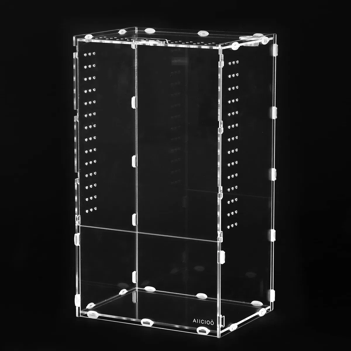 AIICIOO Contenitore in acrilico rimovibile per rettili, piccolo acquario, portatile, trasparente, adatto per barba, ragno, lucertola, scorpione (20 x 15 x 35 cm)