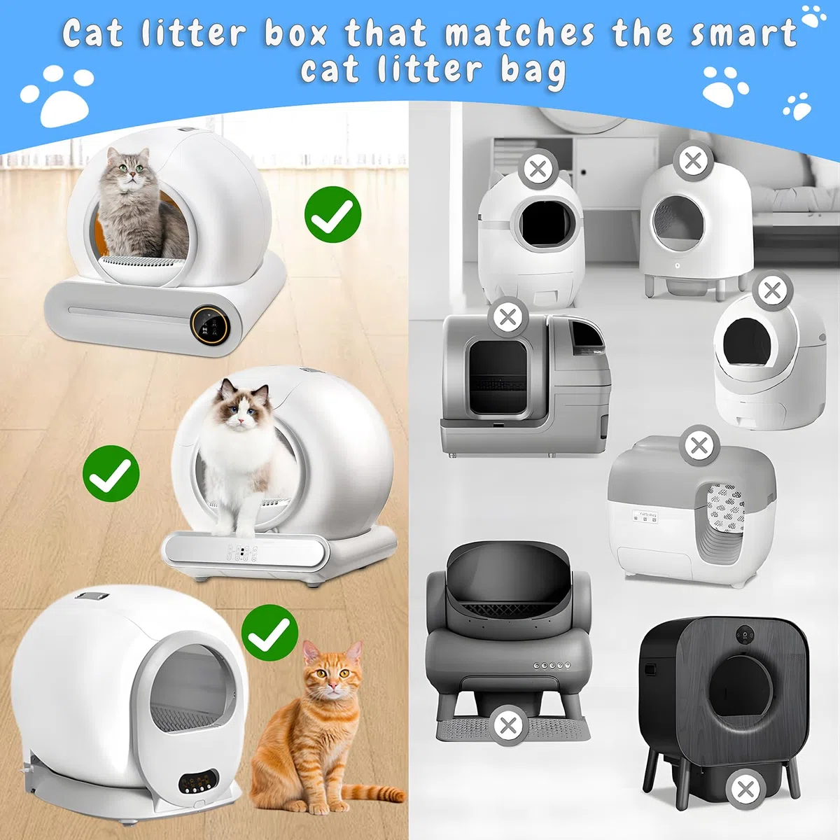 Sacchetti Lettiera Gatto per Coulisse 5 Rotolo, Sacchetti per Lettiera Autopulente, Durevole, Resistente Agli Strappi per Lettiera Gatto Autopulente(75 Pezzi)