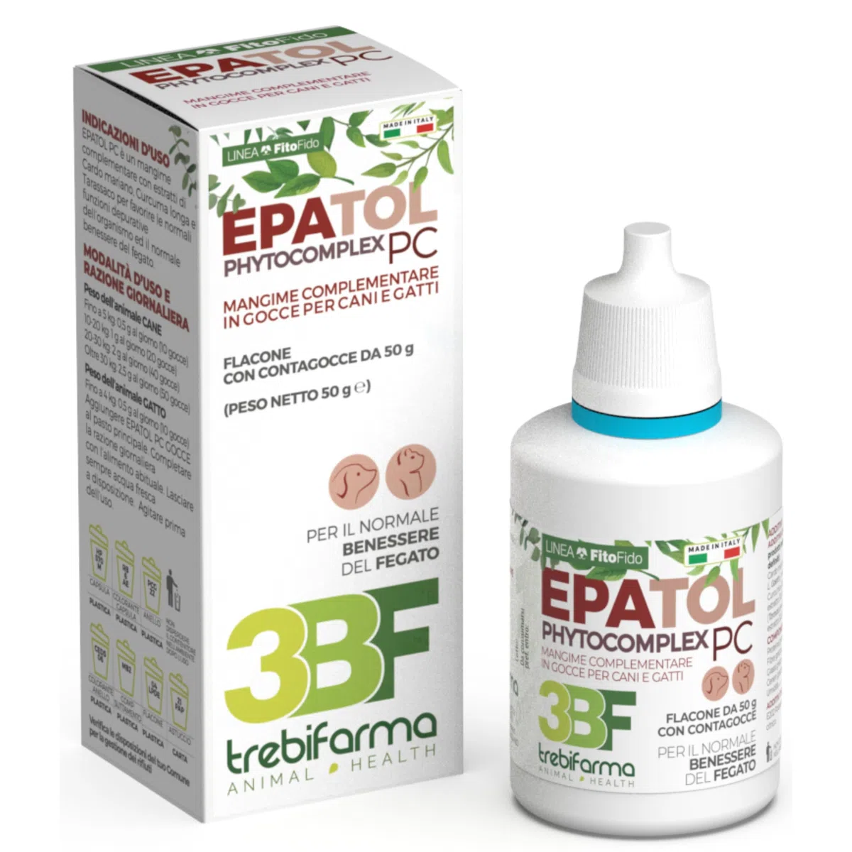 Trebifarma EPATOL PC Gocce per Il Benessere del Fegato e Le Naturali Funzioni Depurative - Mangime Complementare per Cani e Gatti con Cardo Mariano, Curcuma e Tarassaco - 30 ml