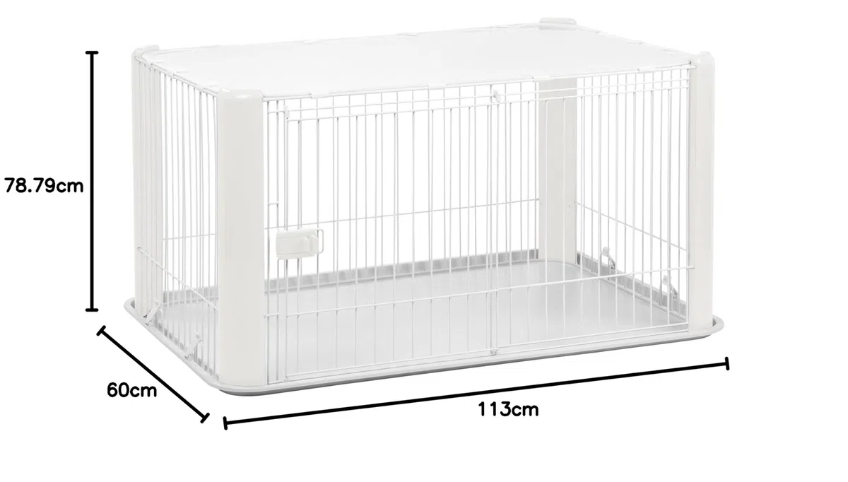 Iris Ohyama, Box, Cassa per cani, Coniglio, Porta scorrevole, L113 x P78,8 x H60 cm, CLS-1130, Bianco