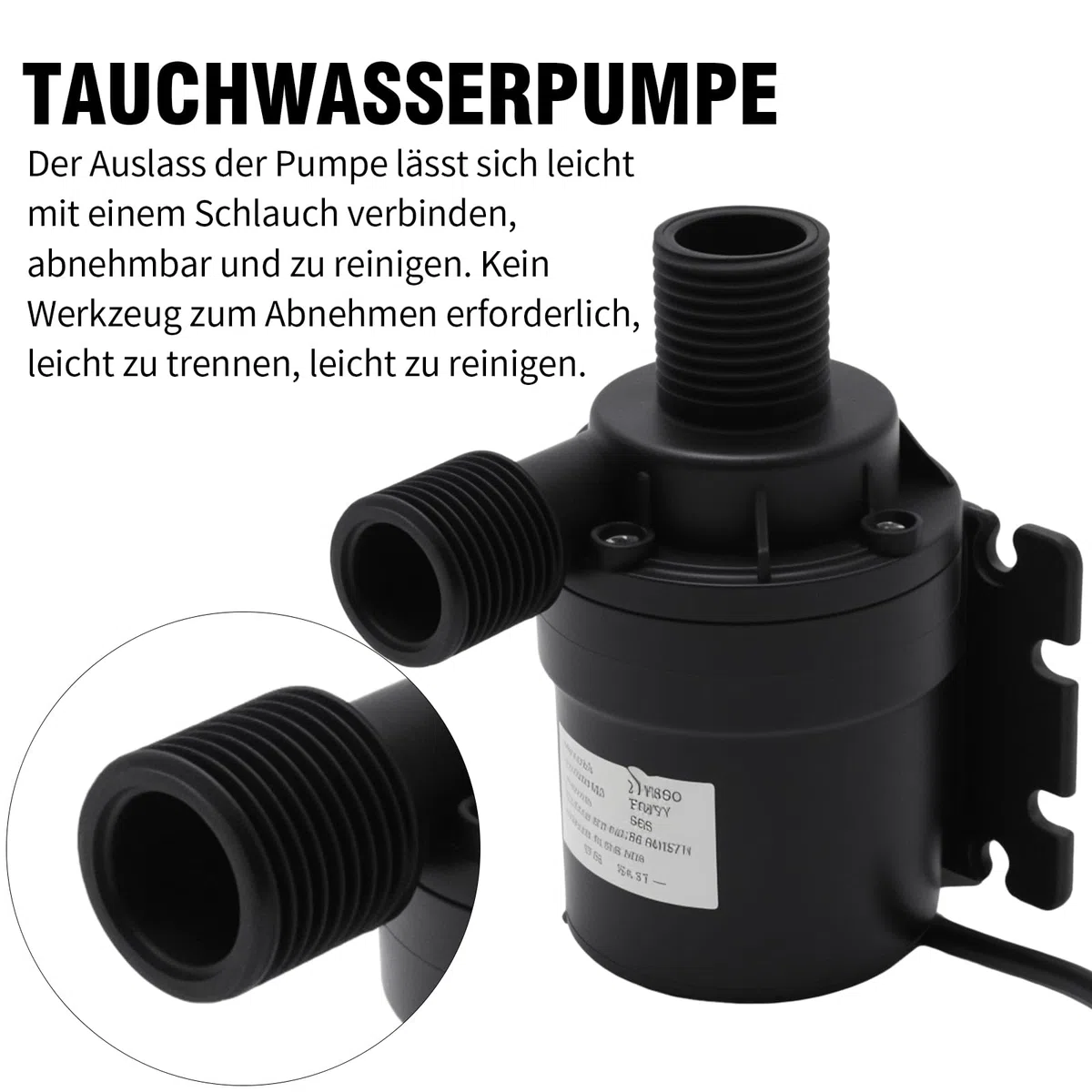 Pompa dell'acqua da 12 V, pompa centrifuga senza spazzole, 1000 l/h, 8 m, in plastica ABS con IP68, per acquario, impianto solare e circuito dell'acqua