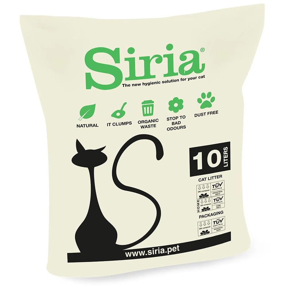 Siria Lettiera per Gatti, 20L (Set 2 Sacchi da 10 Litri) Agglomerante e Vegetale di Alta Qualità