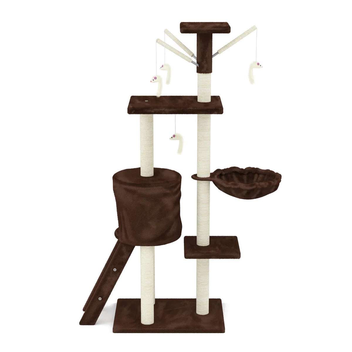 Beltom® TIRAGRAFFI per Gatti 140 CM Gioco Parco Giochi Cuccia Gatto GRAFFIATOIO SISAL Albero Tira Graffi Palestra - Marrone