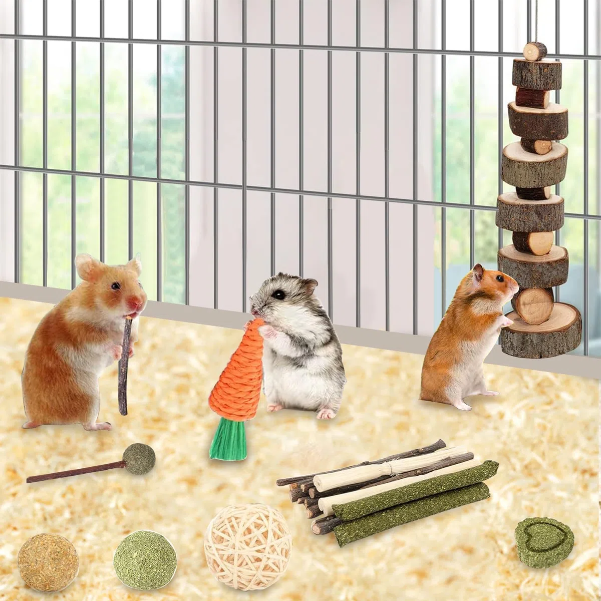 14 Stili Giochi da Masticare per Conigli, Naturali Giocattolo per Conigli Nani, Giochi Criceto,Accessori per Piccoli Animali Cura Dentale per Coniglietti Criceti Cincillà Gerbilli, Fatto a Mano