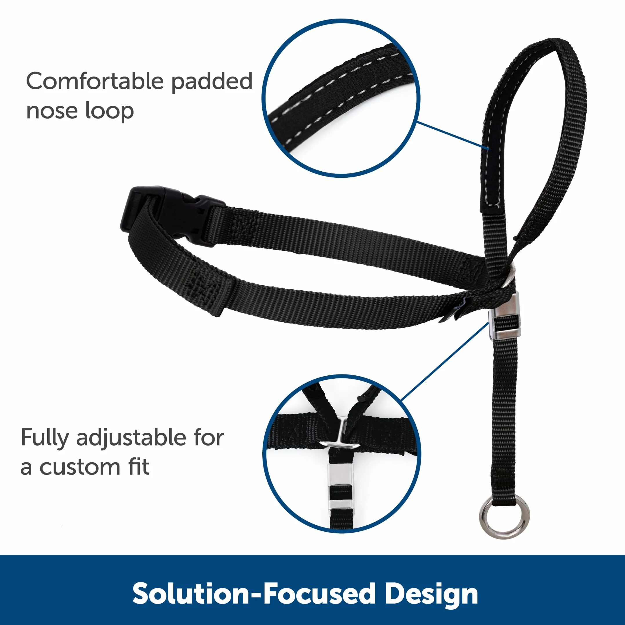 PetSafe - Collare a cavezza Easy Walk per cani di taglia grande (L), comoda, anti-trazione, con guinzaglio in nylon (incluso) - Nero