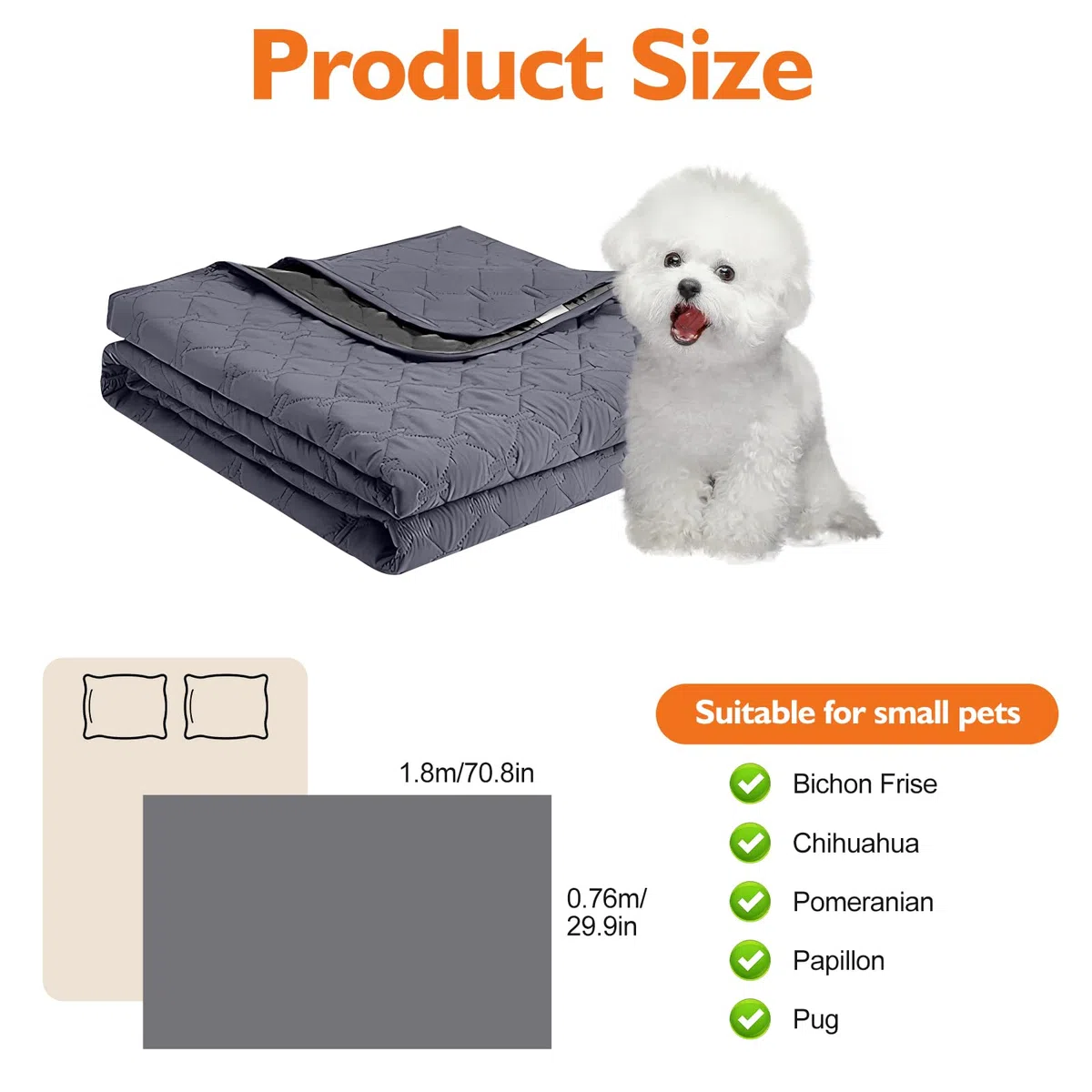 180*76cm Tappeti Lavabili per Cani,Copridivano & Copriletto Impermeabile per Cani, Tappetini Assorbenti per Cani, Tappetino per Addestramento del Cane (grigio scuro, M)