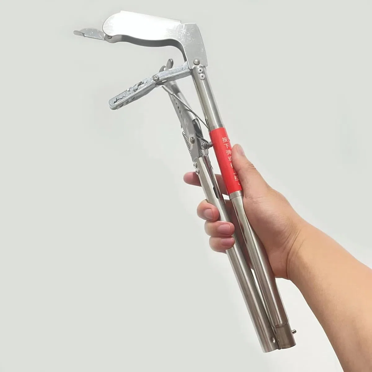 Generico Pinza per Serpenti in Acciaio Inox, Pieghevole, Doppia Faccia seghettata, a ganascia Larga, con Manico Antiscivolo, per Serpenti, Topi, Serpenti a sonagli, Argento 1