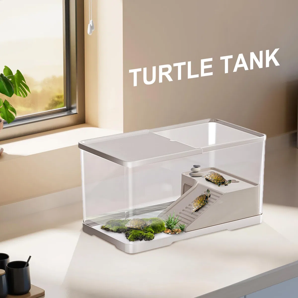 Vasca Tartarughe - Contenitore Per Alimentazione Tartarughiera 360° Trasparente - Acquario Per Tartarughiera Per Scuole Casa Rifugi Animali Educatori Natura Per Tartarughe D’acqua