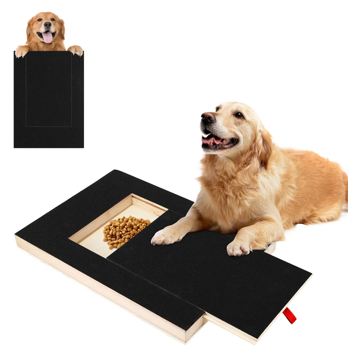 Tiragraffi per cani con scatola per dolcetti e levigatrice per artigli, 1 foglio di carta vetrata di ricambio per la cura delle unghie per cani