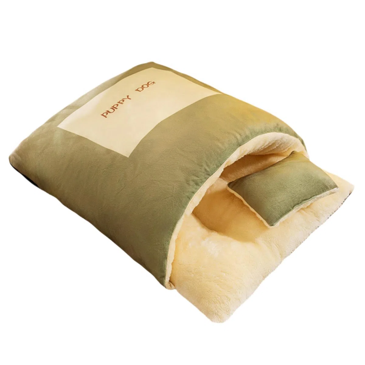 Cat Sleeping Bag, Cat Winter Warm Sleeping Bag, Soft And Comfortable Cat Bed Cave Cozy Cat Beds, Dog Sleeping Bag, Semi-Enclosed Pet Hideaway, Cute Pet Cave Plush Sleeping Bag (Green)