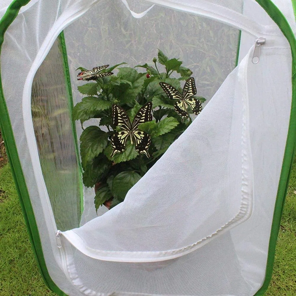 MAGT Gabbia Habitat Gabbia per Insetti, 40 × 40 × 60 cm Pieghevole Portatile Rete in Filato di Poliestere per Piante Frutta Verdura (L)