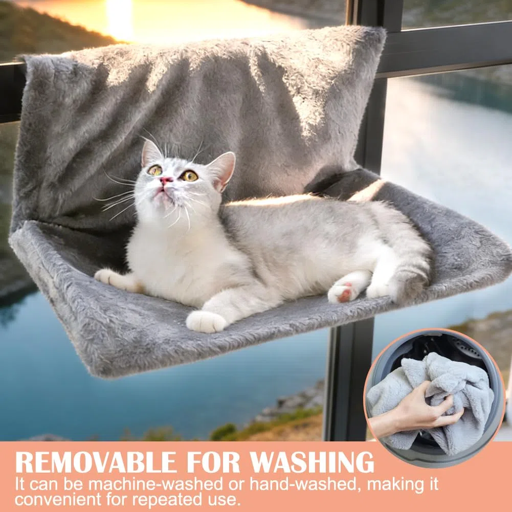 Cat Bed for Heaters, lettino riscaldante per gatti con morbido rivestimento in peluche, Cat Hammock Heating, morbido lettino riscaldante per gatti, per tutti i radiatori (grigio)