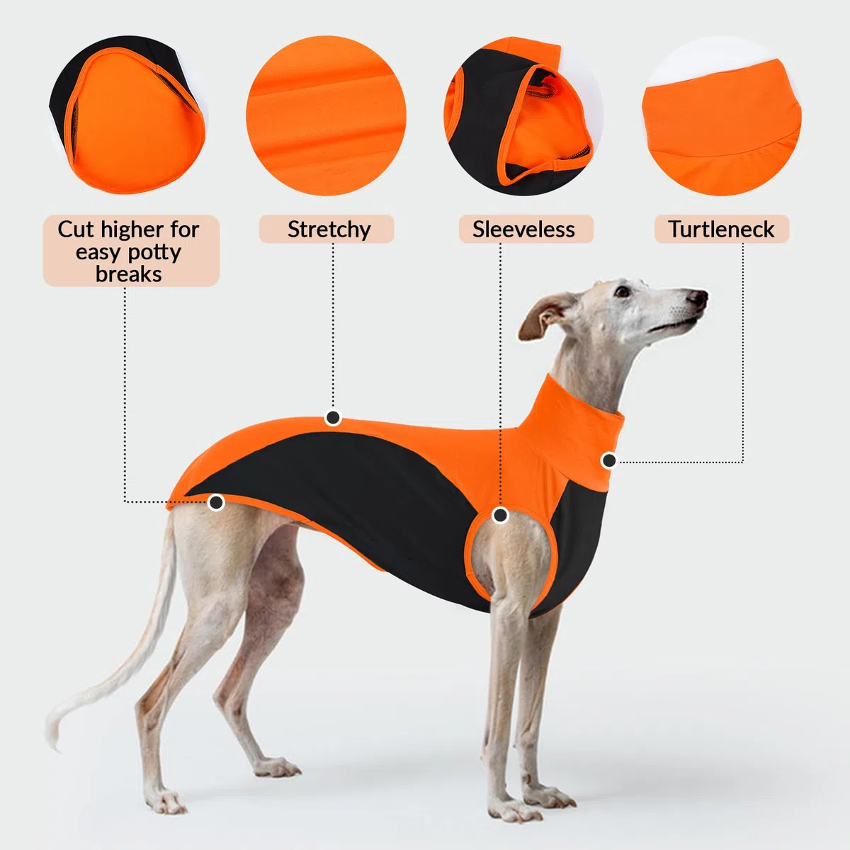 Maglitta Levrieri, Lurcher Maglietta Saluki Felpa Levrieri Gilet Maglietta per Cani con Protezione Solare per Attività All'aperto(Arancione, L)