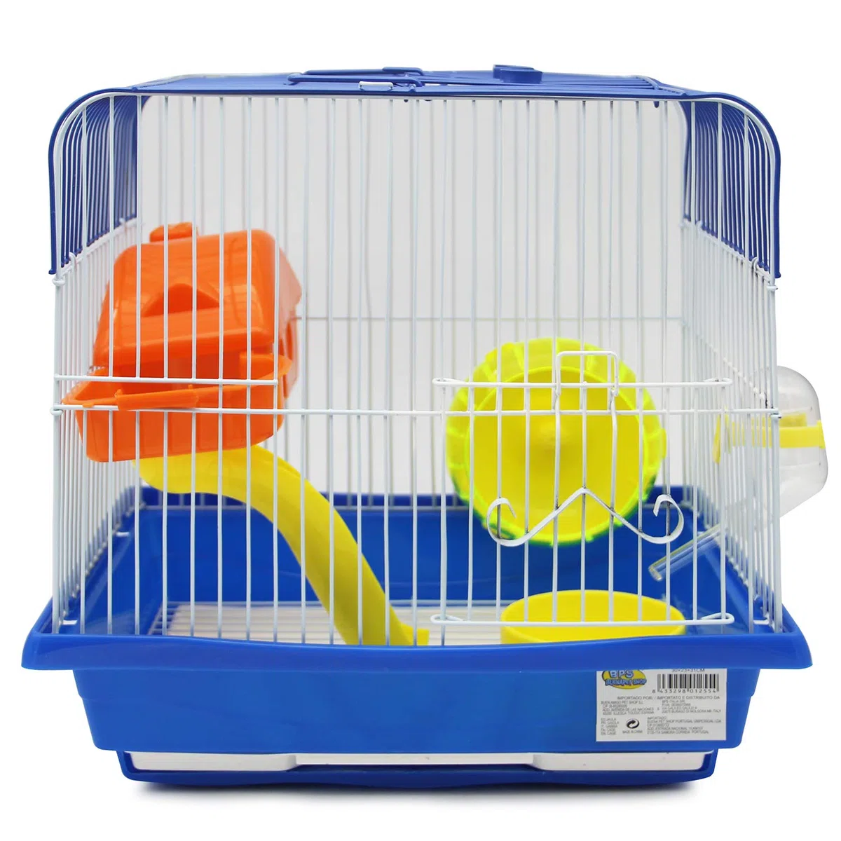 BPS BPS-1255 - Gabbia per criceti, con mangiatoia, abbeveratoio, ruota di casa, colore casuale, 30 x 23 x 31 cm