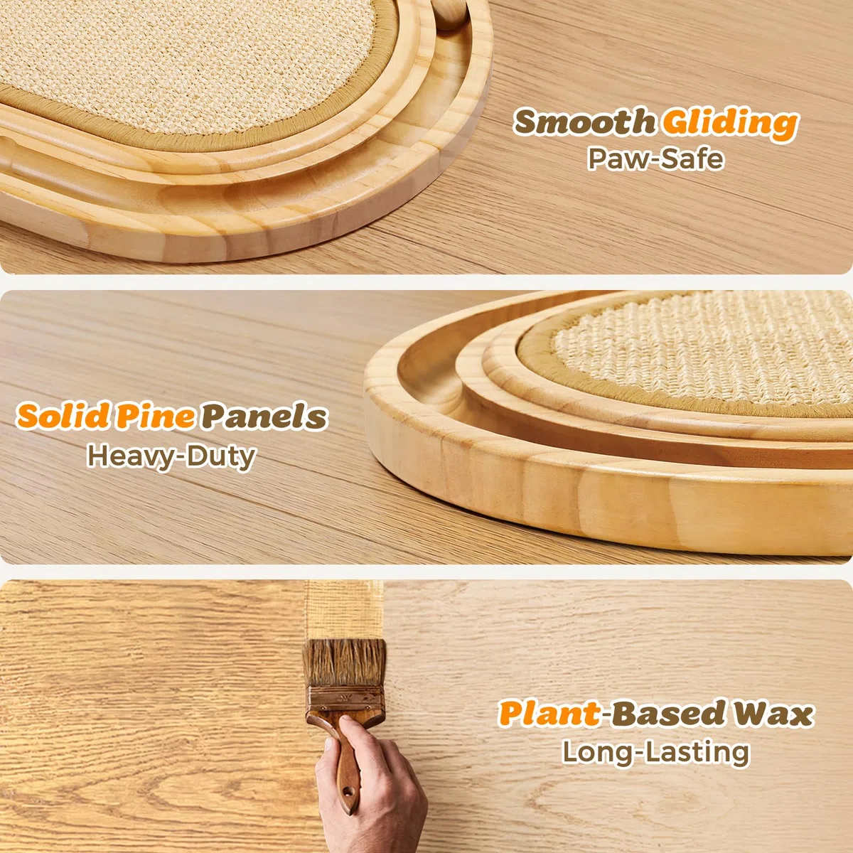 Gimars Tiragraffi Ovale per Gatti in Sisal Naturale, Gioco Interattivo 3-in-1 con Pista in Legno e Palline Ruotanti, Cuccia Letto e Tappetino Antiscivolo per l'Intrattenimento dei Gatti in Casa