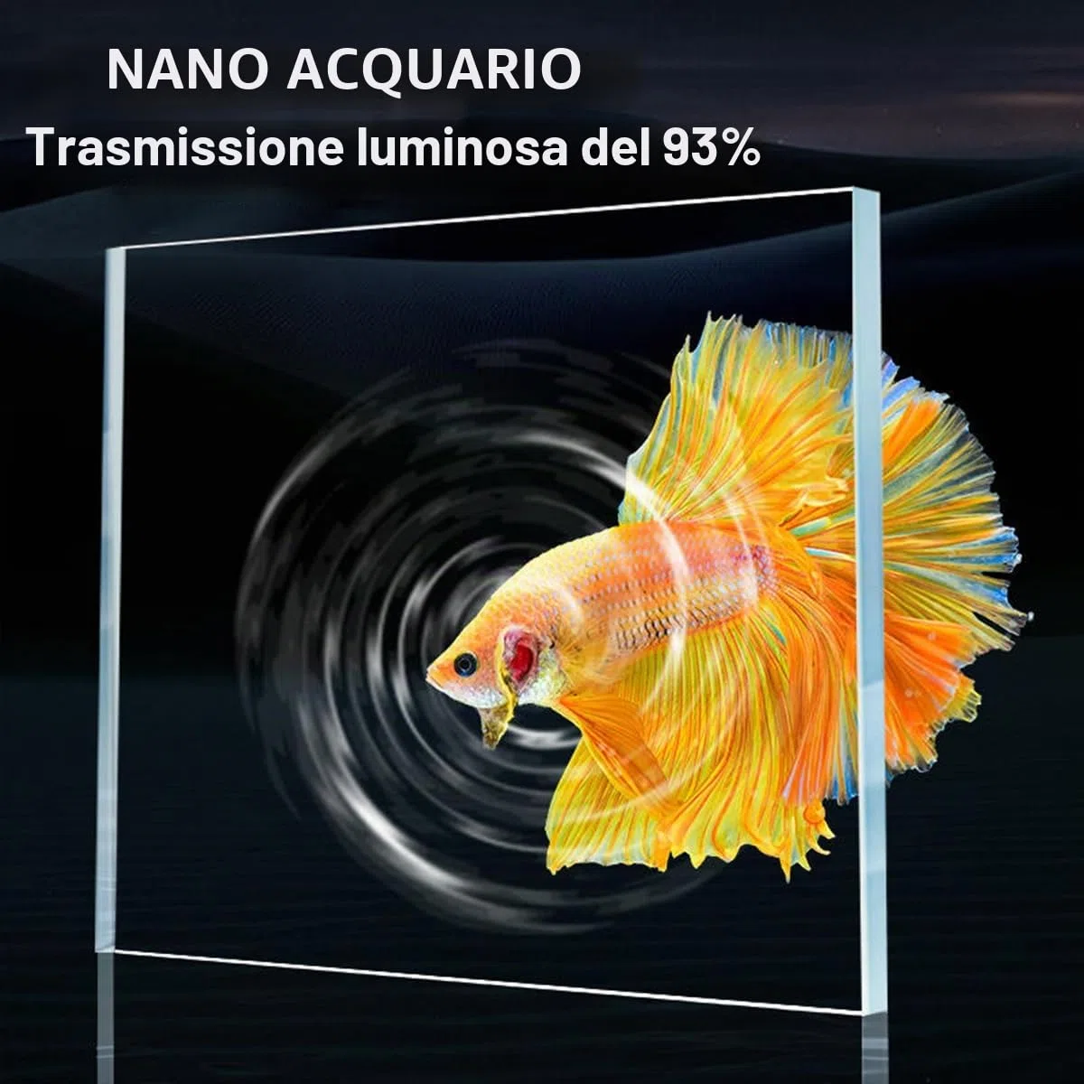 Serbatoio per pesci da 9 l, acquario in vetro nano, sistema di filtraggio migliorato e luce LED, per acqua dolce e marina, sfere filtranti incluse (bianco, 9L)