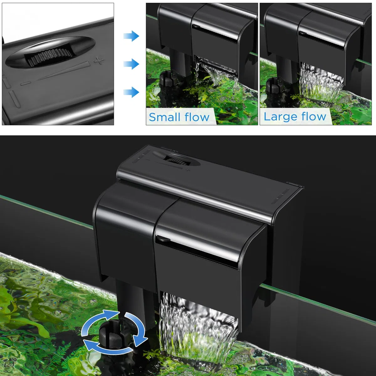 5w Filtro dell'acquario da 450 L/H, Filtro Acquario, Flusso d'Acqua Regolabile Silenzioso, Circolazione di Ossigeno per Acquario 10-100 Litri