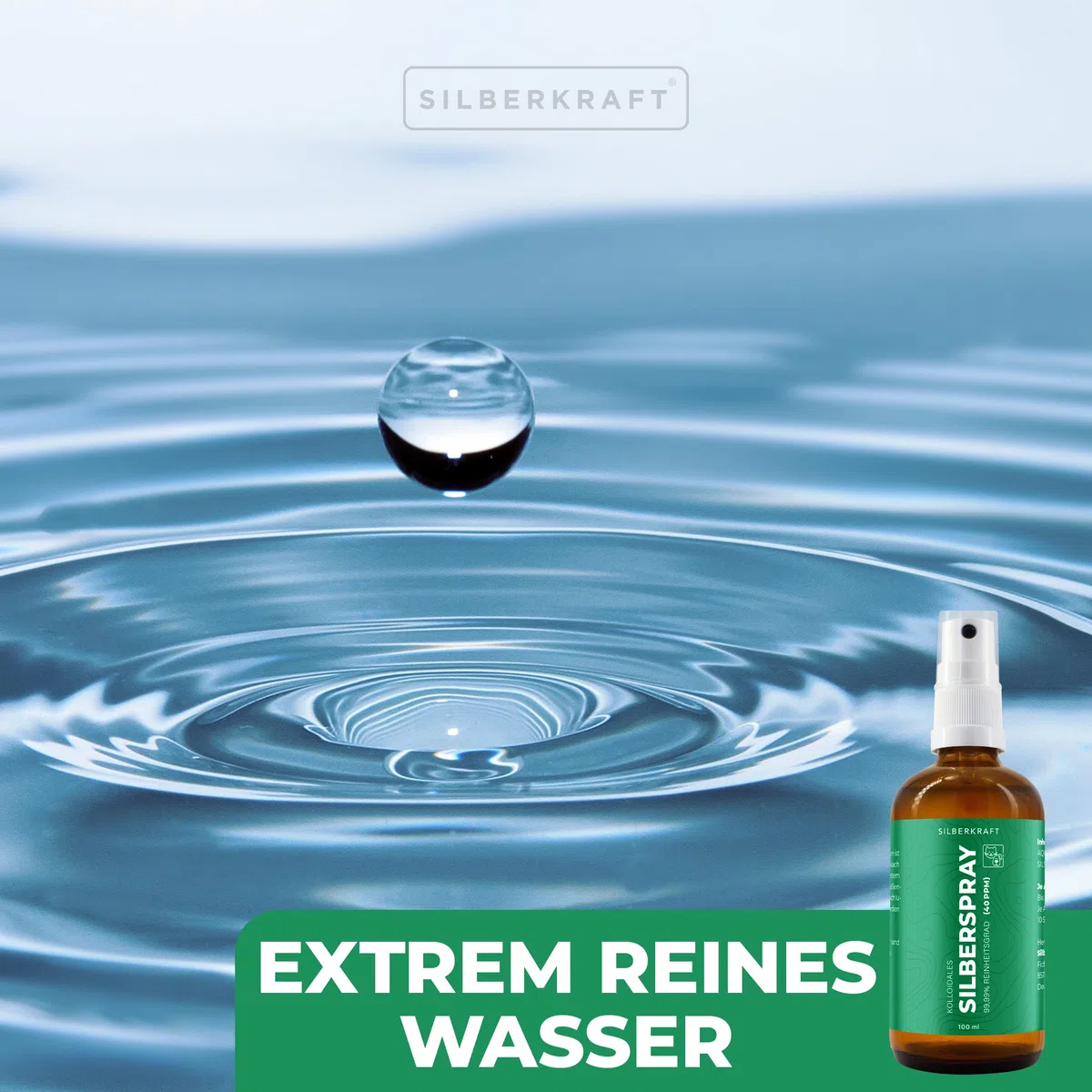 Silberkraft Spray colloidale per Argento, 100 ml, Spray per la guarigione delle ferite, Cura della Pelle in Caso di parassiti, prurito, infezioni, infiammazioni, per Cani, Gatti