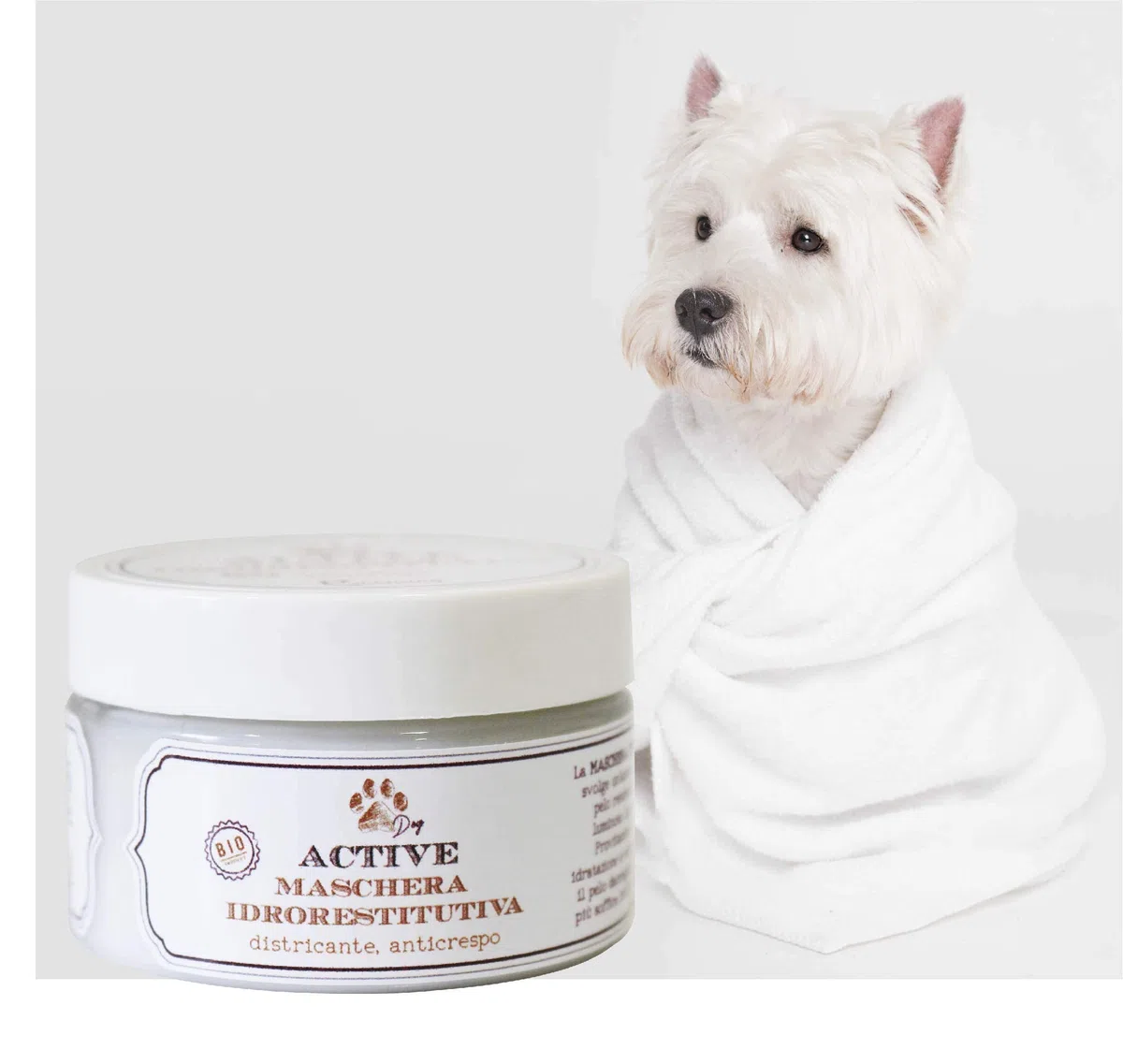 ACTIVE Maschera Idrorestitutiva, prodotto BIO, balsamo in crema di bellezza per cani - 100 ml