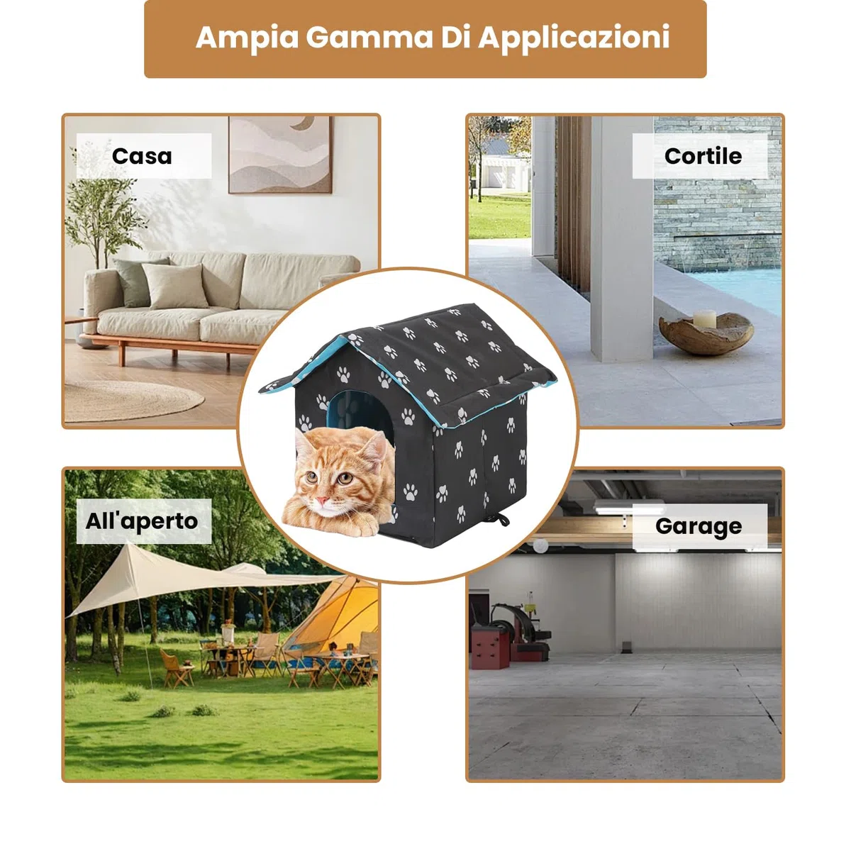 Cuccia Gatto Esterno, Casetta per Cani, Cuccia Gatto Chiusa, Impermeabile, Resistente All'inverno, per Animali Domestici