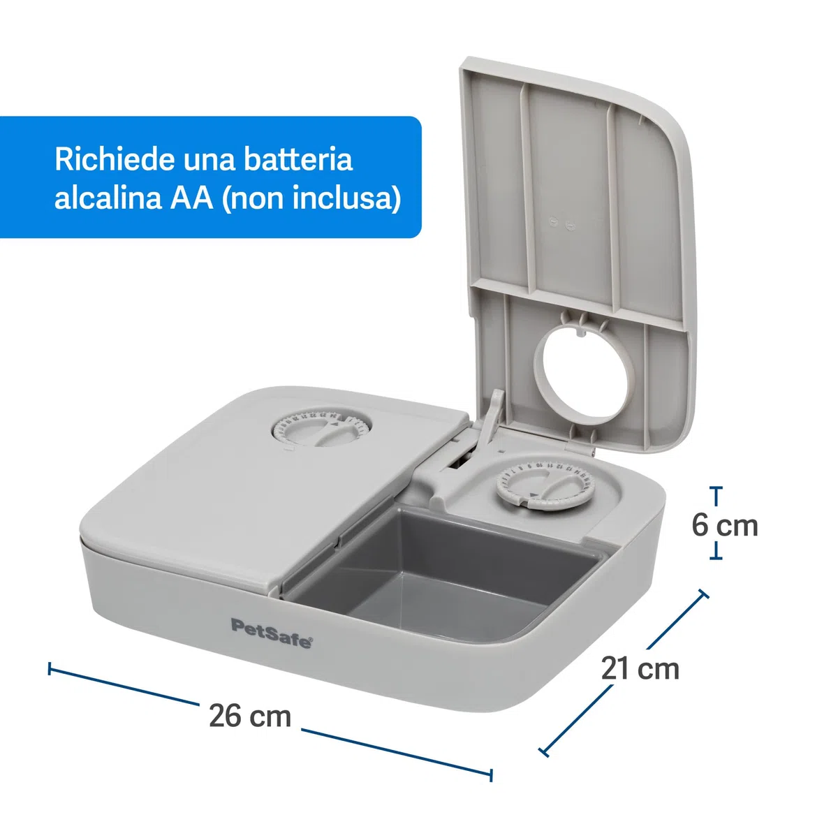 PetSafe Distributore automatico di cibo 2 pasti, design antimanomissione, contiene cibo secco per cani e gatti