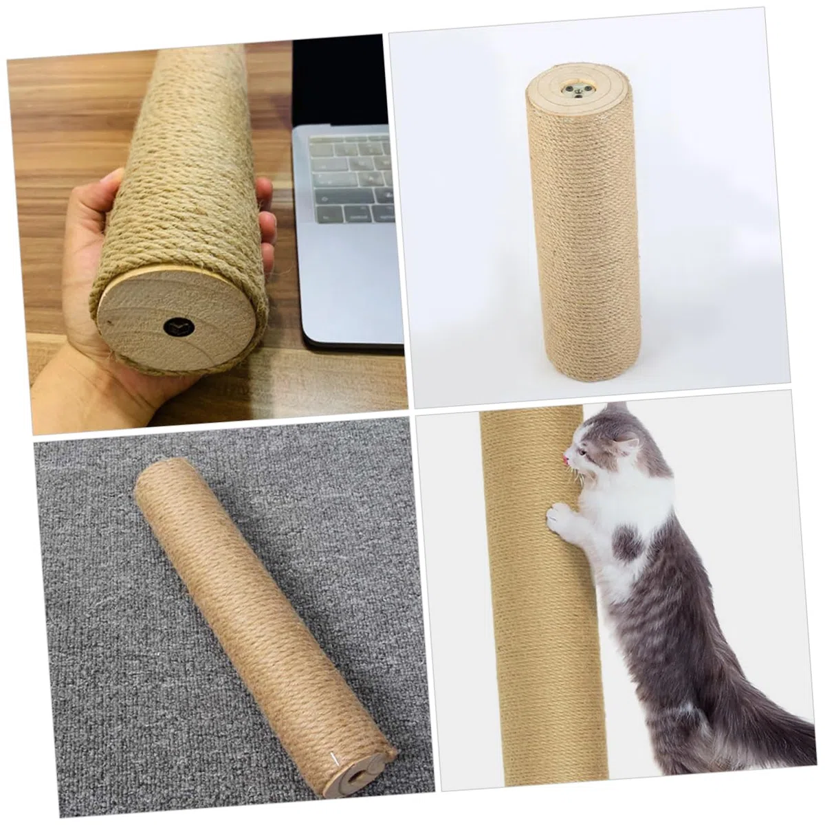 Tiragraffi Palo di Ricambio Robusto e Sicuro in Legno Corda di Juta Resistente per Gatti per Alberi e Accessori per Gatti