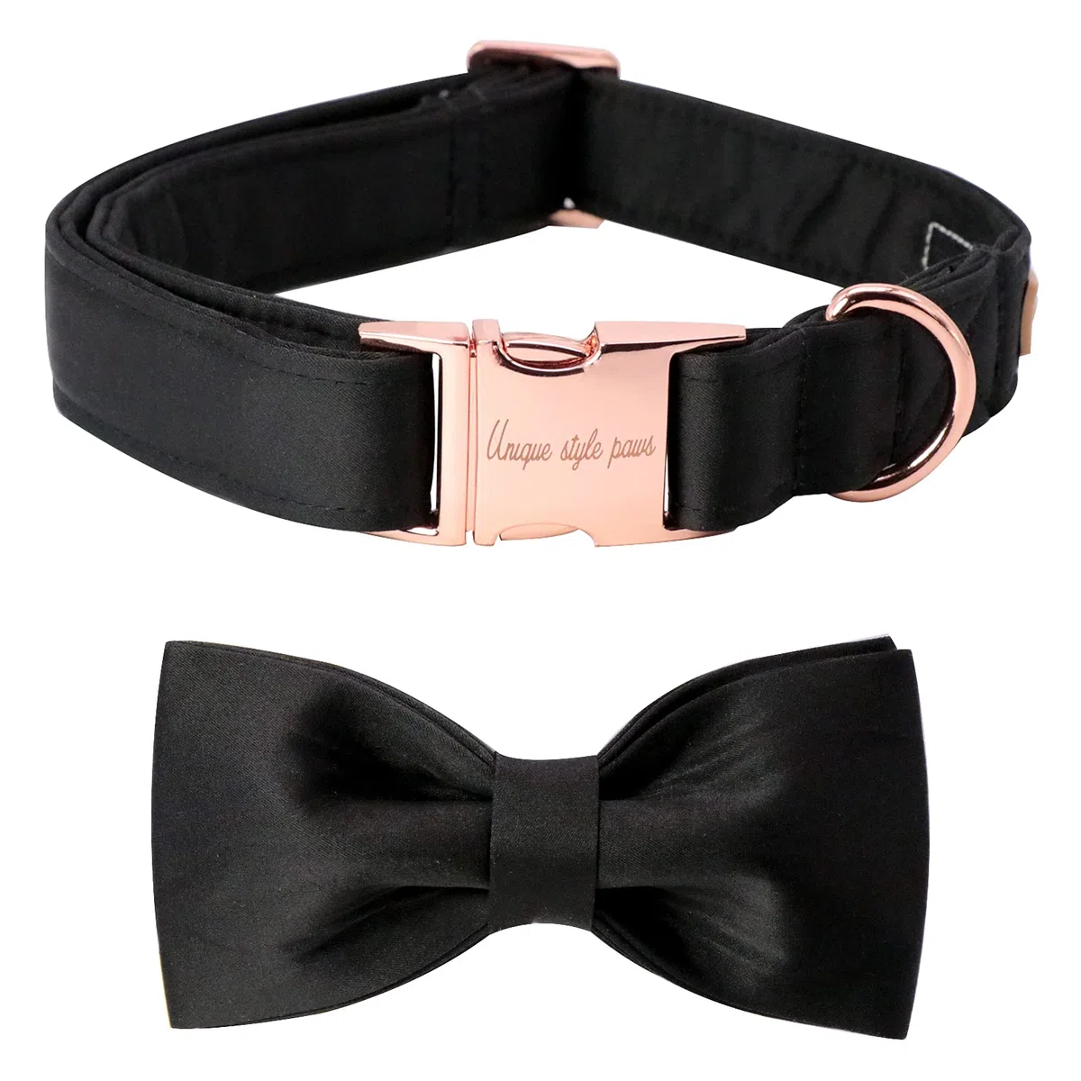 Unique style paws Collare per cani, collare in seta nera con fiocco, morbido papillon, collare regolabile per animali domestici, regalo per cani femminili o maschili di piccola taglia