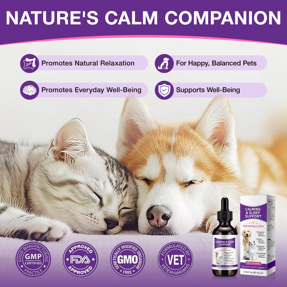 Melatonina Cane Gatto 120 ml, Integratore Liquido per Cani e Gatti, Gocce Anti Stress e Calmanti Naturali, Supporto per Relax e Riposo, Aiuta il Benessere degli Animali, Formula ad Alta Assorbibilità