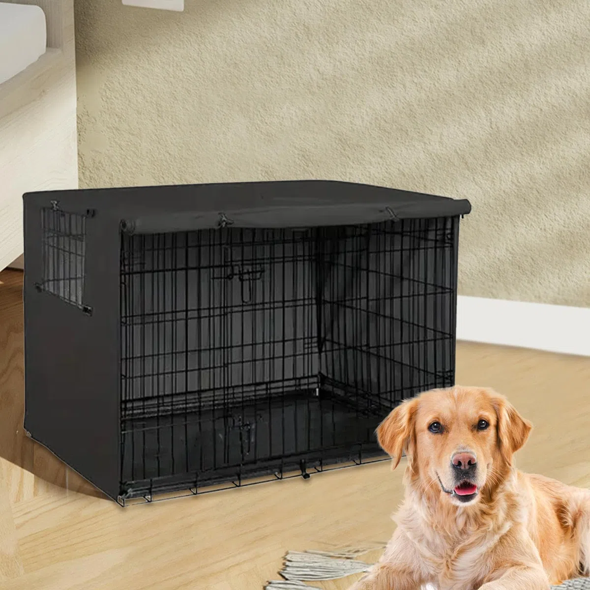 Copertura per gabbia per cani – Copertura impermeabile per gabbia in tessuto Oxford, antivento | Copertura per gabbia resistente per cani e gatti, per uso interno ed esterno, protezione per gabbie per