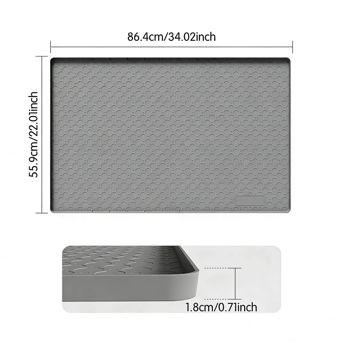 Tappetino Lettiera Gatto Silicone, 86x56 cm Tappetino per Lettiera per Gatti a Nido D'ape, XL Grande Cat Litter Mat, Multiuso, Impermeabile, Antiscivolo, Facile da Pulire (Grigio)