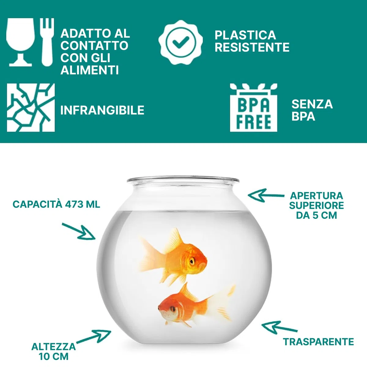 JoyServe Ciotola di plastica per pesci da 16 oz (confezione da 12) Ciotole di plastica resistente da 10,2 cm, per caramelle, giochi di carnevale, premi, centrotavola e decorazioni per feste, senza BPA