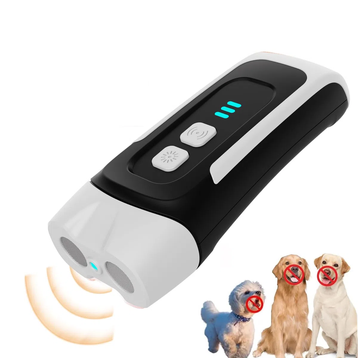 Antiabbaio per Cani, Ultrasuoni Antiabbaio Luce LED, Portatile Ultrasuoni per Cani, Regolabile Frequenza Anti Aboiement pour Chien per Cani Grandi Media Piccola