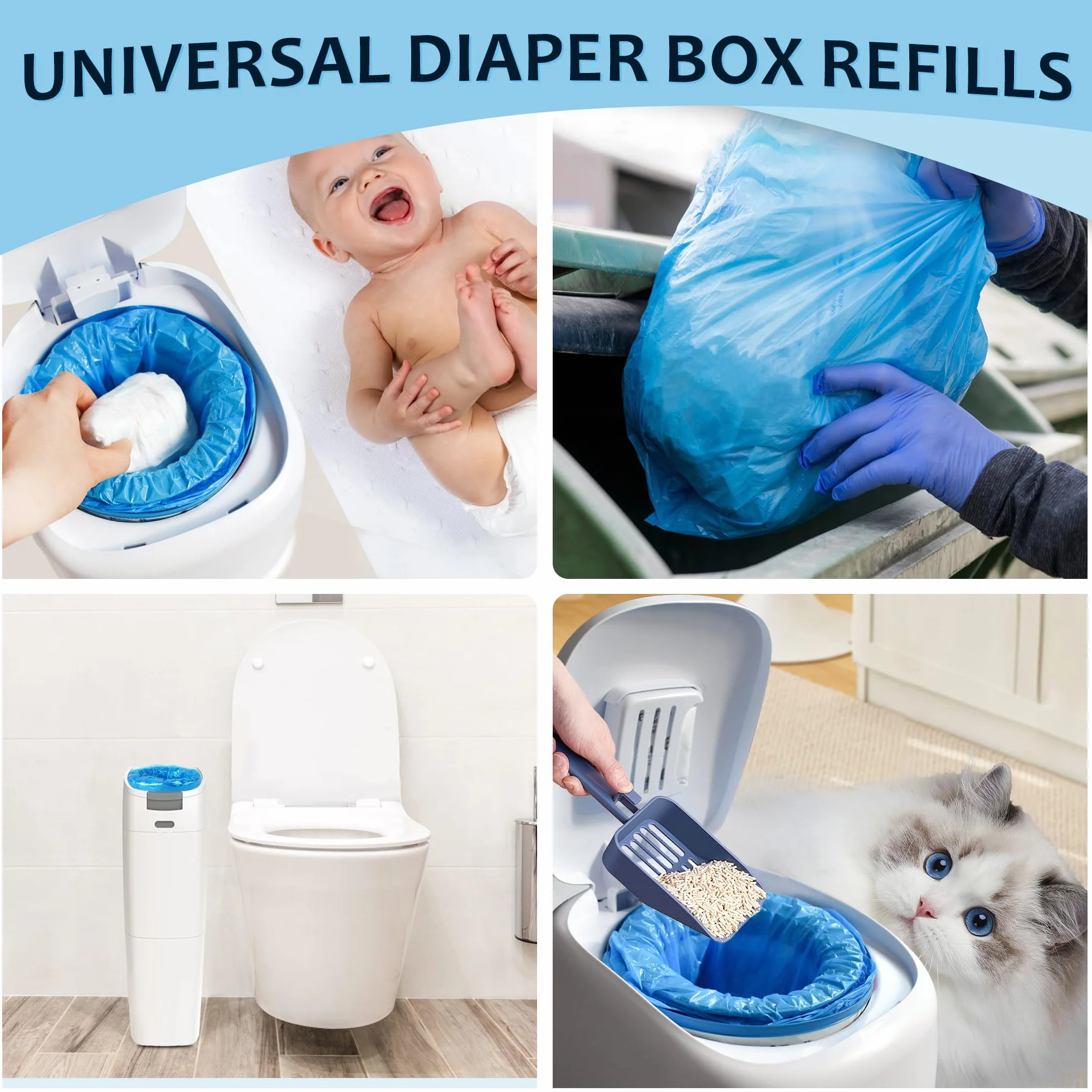 Ricarica Mangiapannolini 18 Pezzi,Pellicola Di Ricarica Per Secchio Di Pannolini Addensata Con Buona Tenuta E Resistente Agli Odori,Adatta Per Tommee Tippee,Litter Locker, LittyCat, Chicco,Sprout