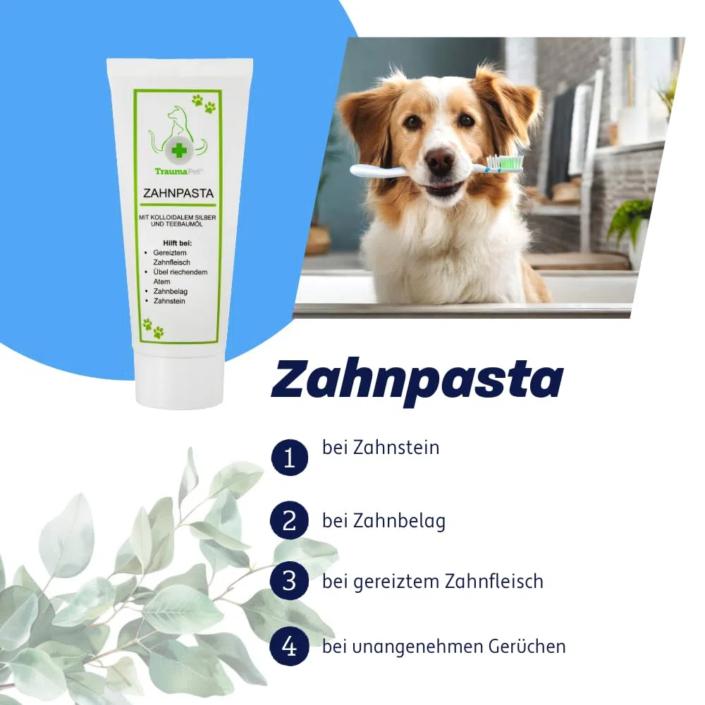 Dentifricio per cane e gatto con argento colloidale e olio dell'albero del tè