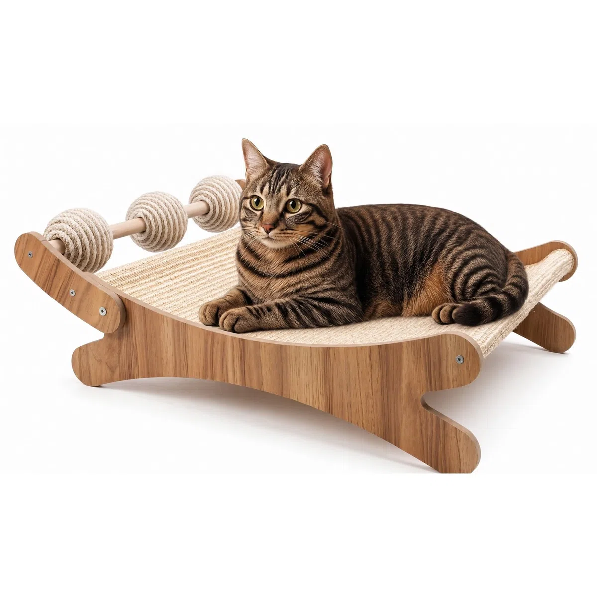 PetElegance -Tiragraffi per Gatti XXL - 3 in 1 con Palline Gioco - MDF e Sisal Naturale – Tiragraffi per Gatti Adulti Grandi, Centro Gioco e Relax - Design Elegante