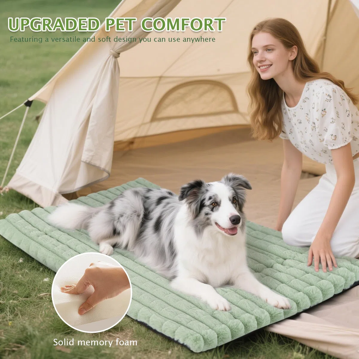 BVAGSS Cuscino per Cani, Ultra Morbido Materassino Lavabile per cani, Base Antiscivolo,Ortopedico Letto per cani Cuscino Cane XH082 (75x50cm,Verde)