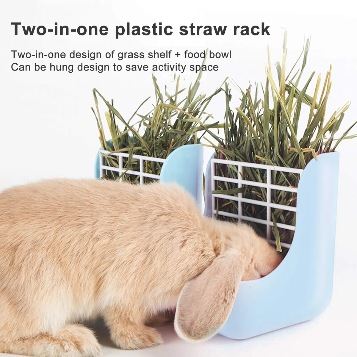 NO Heiqlay 1 Mangiatoia Porta Fieno per Conigli e 1 Borraccia, 2 in 1, in plastica, per Animali- Cavia, Coniglietti, porcellini d'India