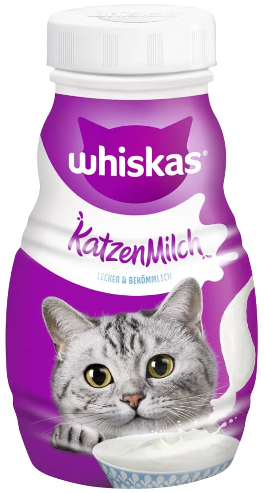 Whiskas, latte per gatti con contenuto ridotto di lattosio e grasso, 6 confezioni da 200 ml