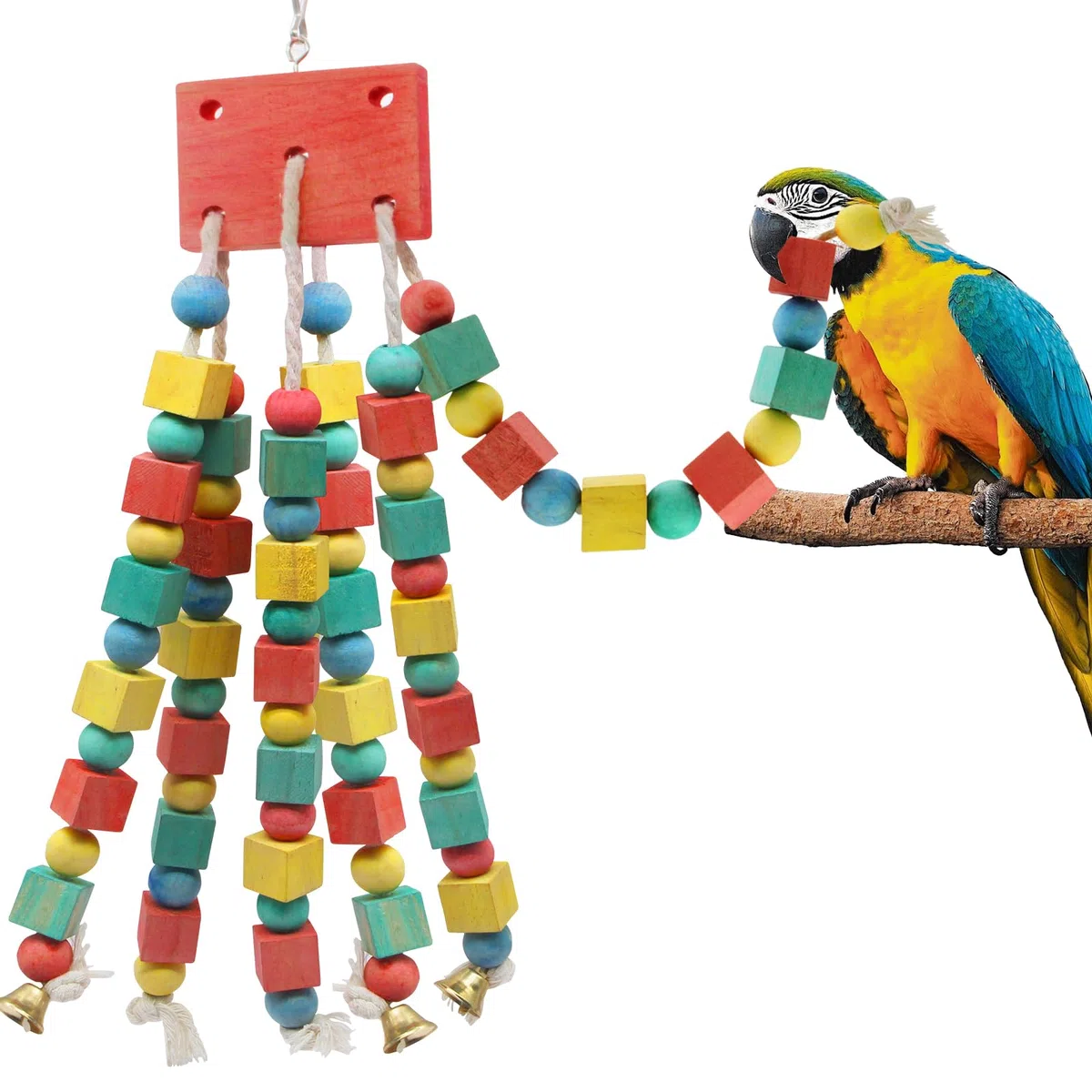 MQUPIN Giocattoli da Masticare per Pappagalli, da Appendere, Multicolore, per Piccoli Pappagalli, Calopsitte, Africani Grigi (Colorati)