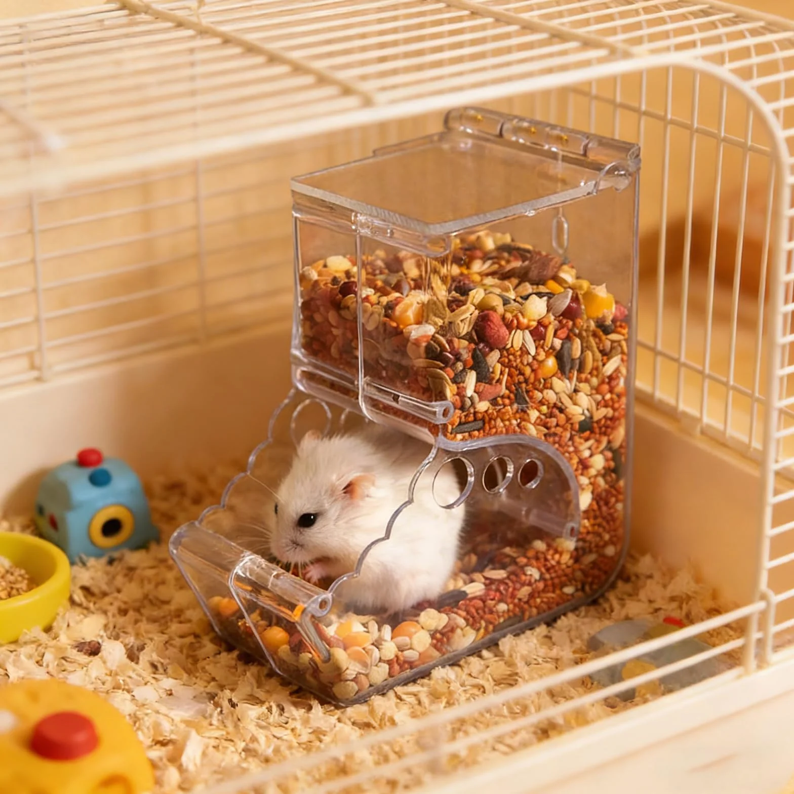 Distributore automatico di cibo per criceti, Acrilico Trasparente, Mangiatoia per Criceti Automatica, Hamster Feeder, Alimentatore Automatico a Gravità, per Criceti, Scoiattoli e Altri Piccoli Animali