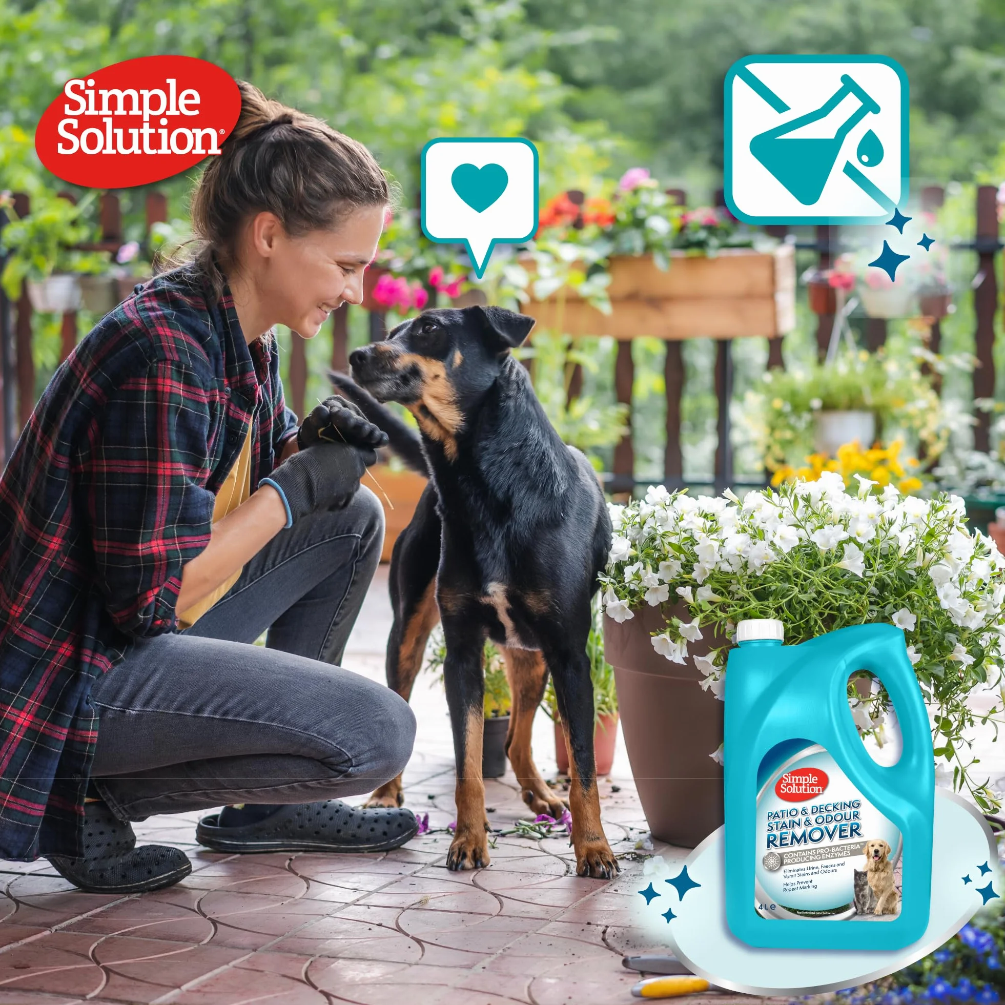 Simple Solution Elimina Macchie ed Odori per Patio e Pavimenti in Legno per Esterni - 4Ltr