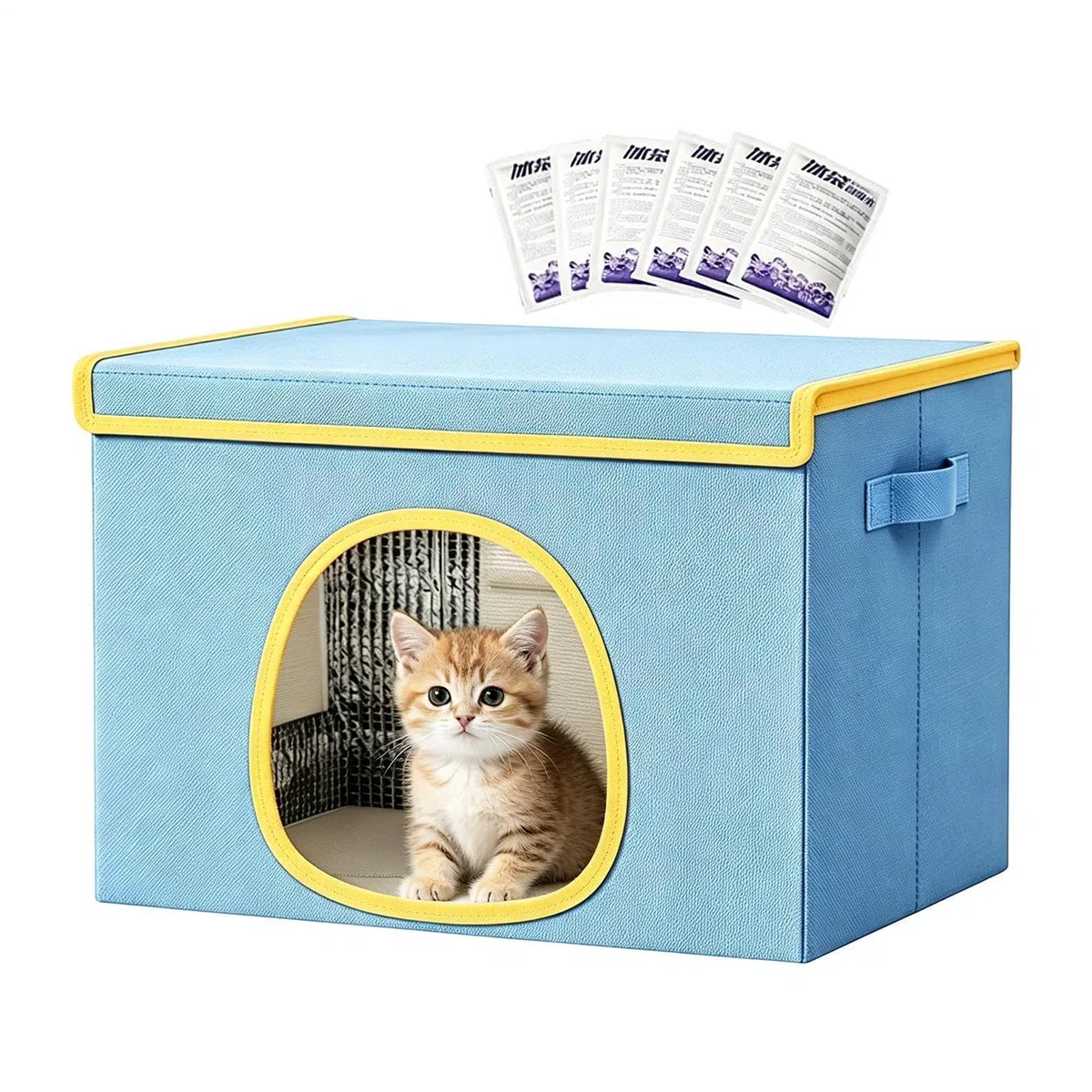 Genérico Casa rinfrescante per gatti in estate, con 6 confezioni di ghiaccio, rifugio fresco per cani, genitori, animali domestici, addestratori, amanti degli animali, ufficio, camera da