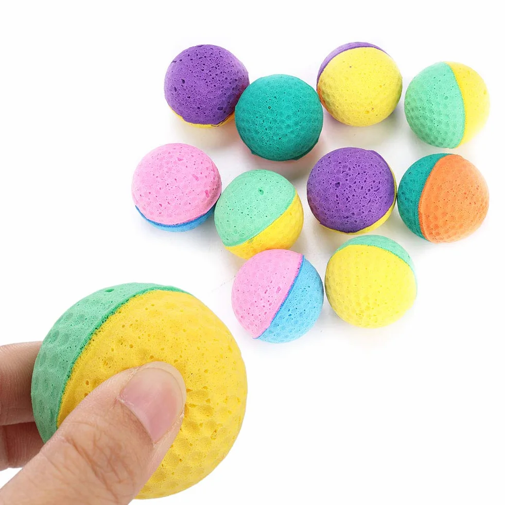 Set di 10 Palline per Gatti - Giocattoli Interattivi Colorati in Schiuma, Palle Rimbalzanti per Animali Domestici